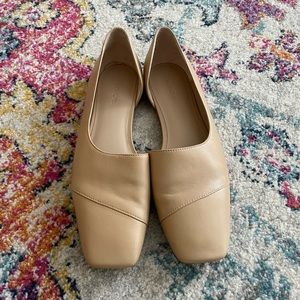 Vince. Nude Leather Square Toe Cyder Flats